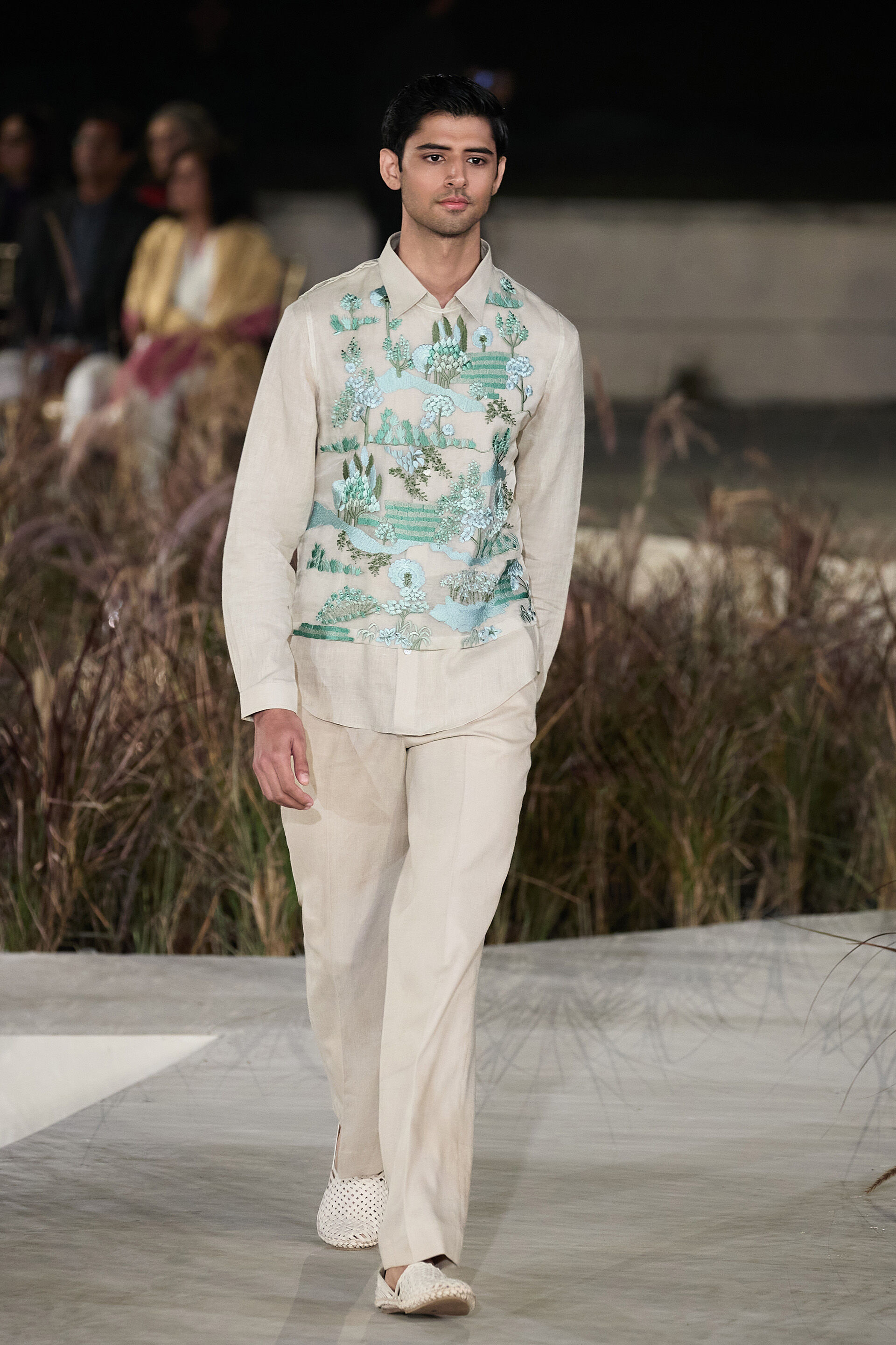 Calibos Embroidered Cord Jacket Set - Natural